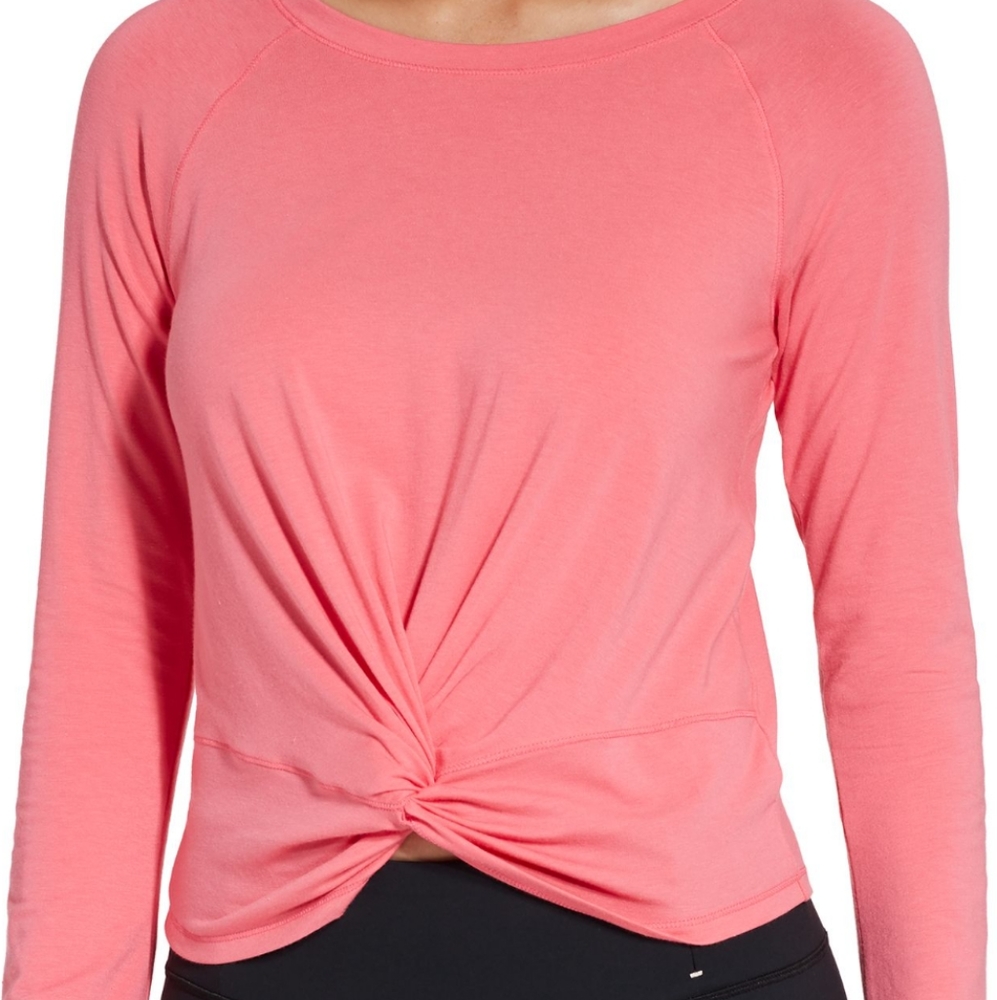 Calia by Carrie underwood front knot long sleeve shirt